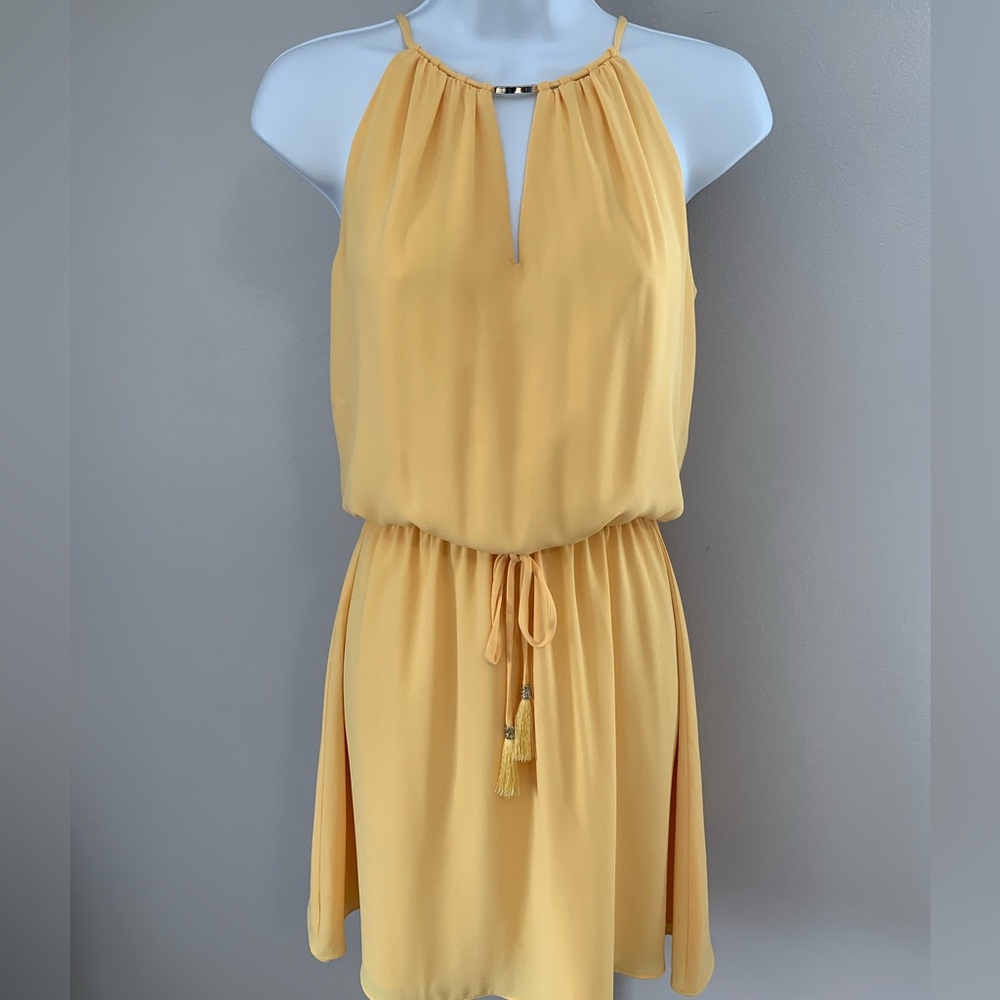 White House Black Market Yellow Halter Mini Dress
